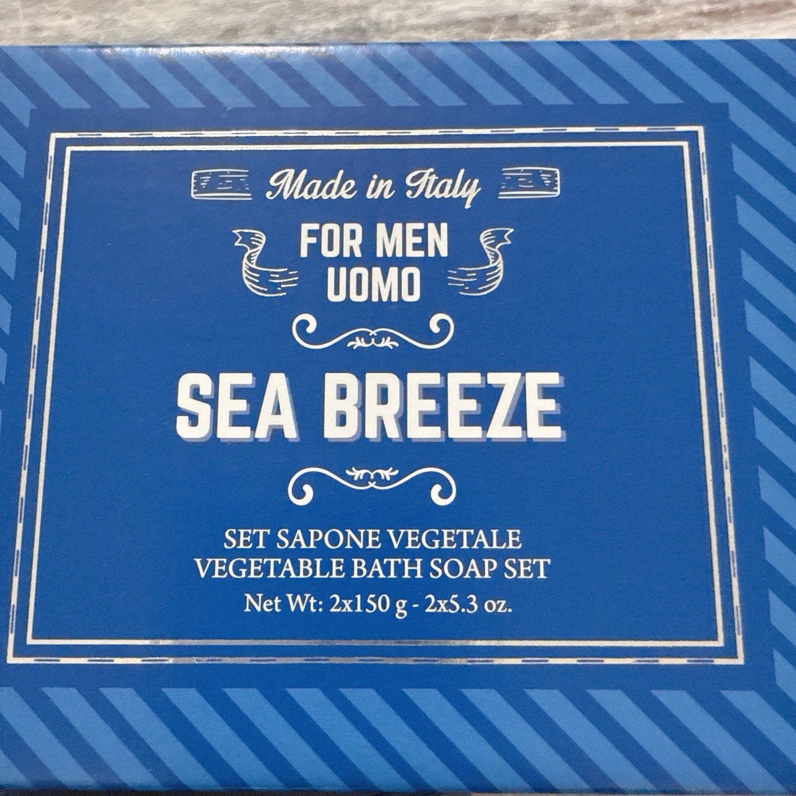 SAPONERIE MARIO FISSI SRL 2×5.3 Oz SEA BREEZE Men Bar Soaps GIFTBOX Italy