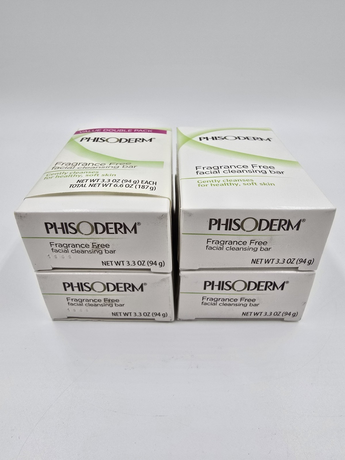 Phisoderm Fragrance Free Facial Cleansing Bar (2) 3.3 Oz Bars Per Pack- Lot of 2