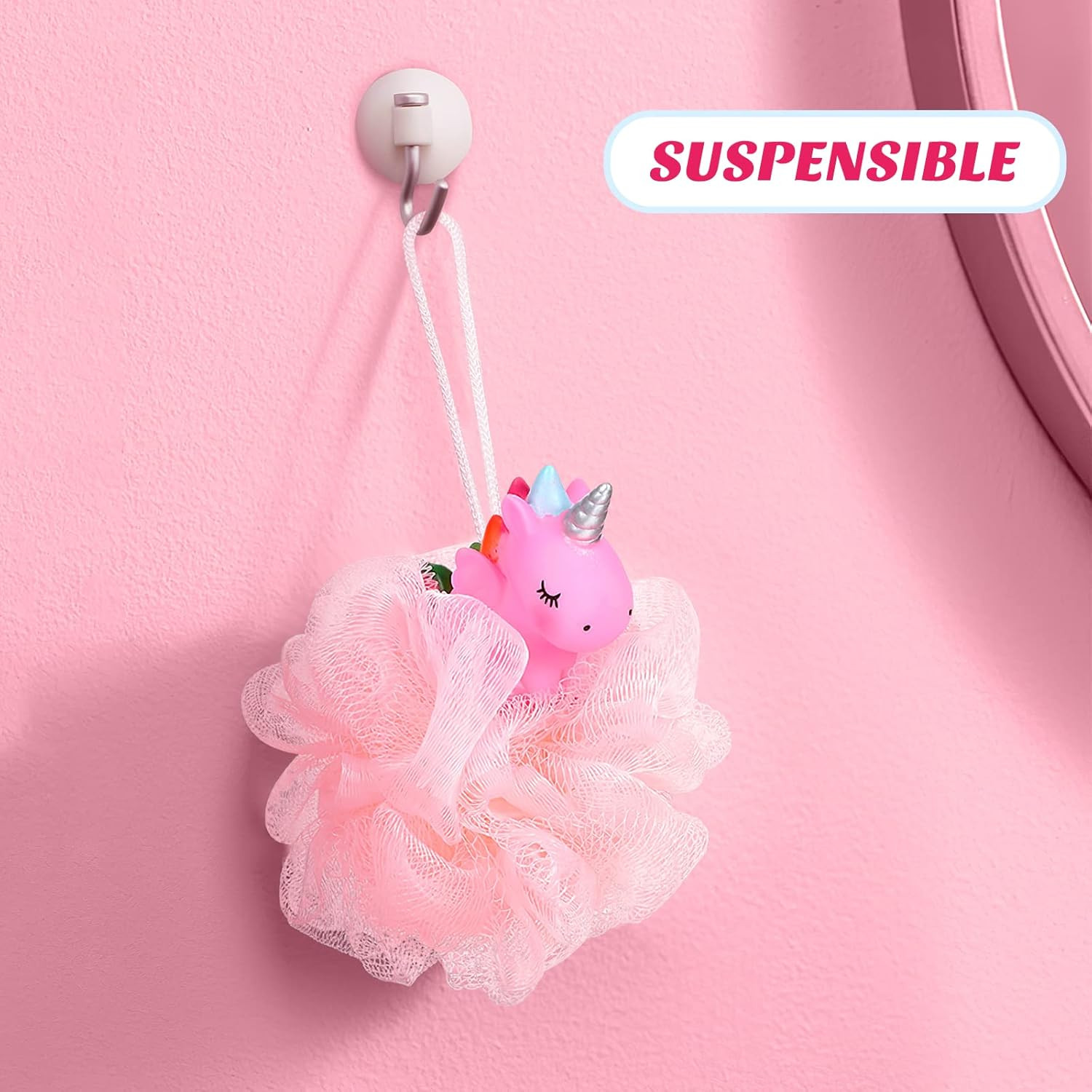 2pcs Unicorn Shower Loofah Exfoliating Mesh Ball Pouf Bath As Shown