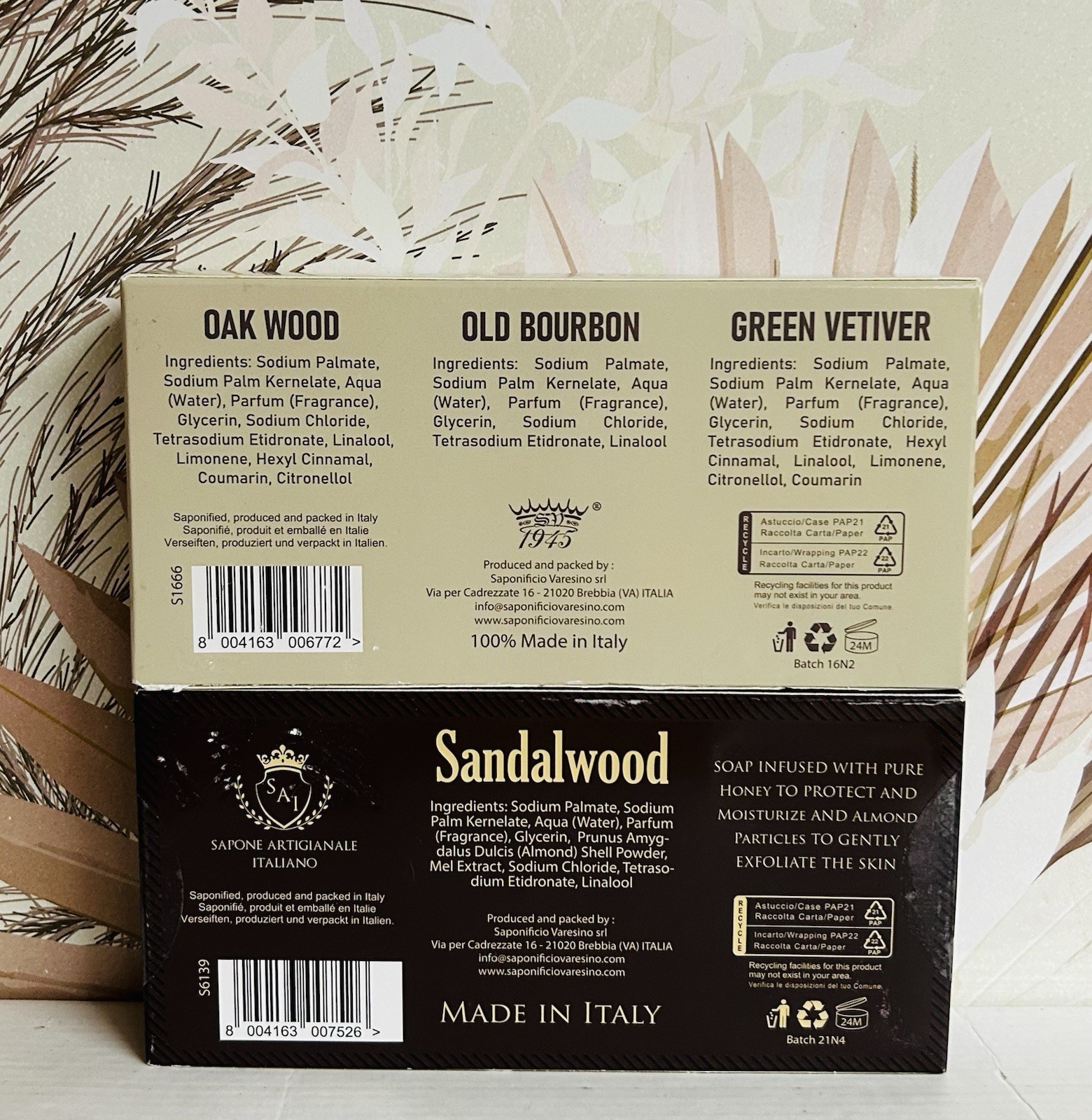 2-Pack Saponificio ~ Sandalwood, Vetiver, Old Bourbon & Oak Wood Bar Soap 5.25oz