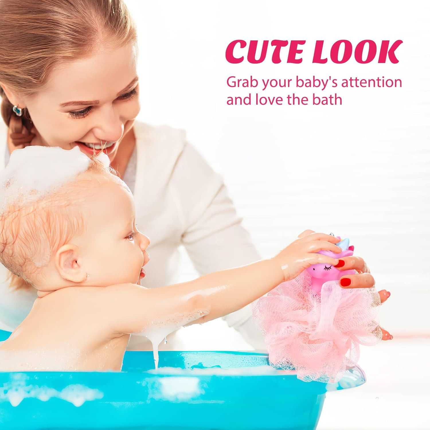2pcs Unicorn Shower Loofah Exfoliating Mesh Ball Pouf Bath As Shown