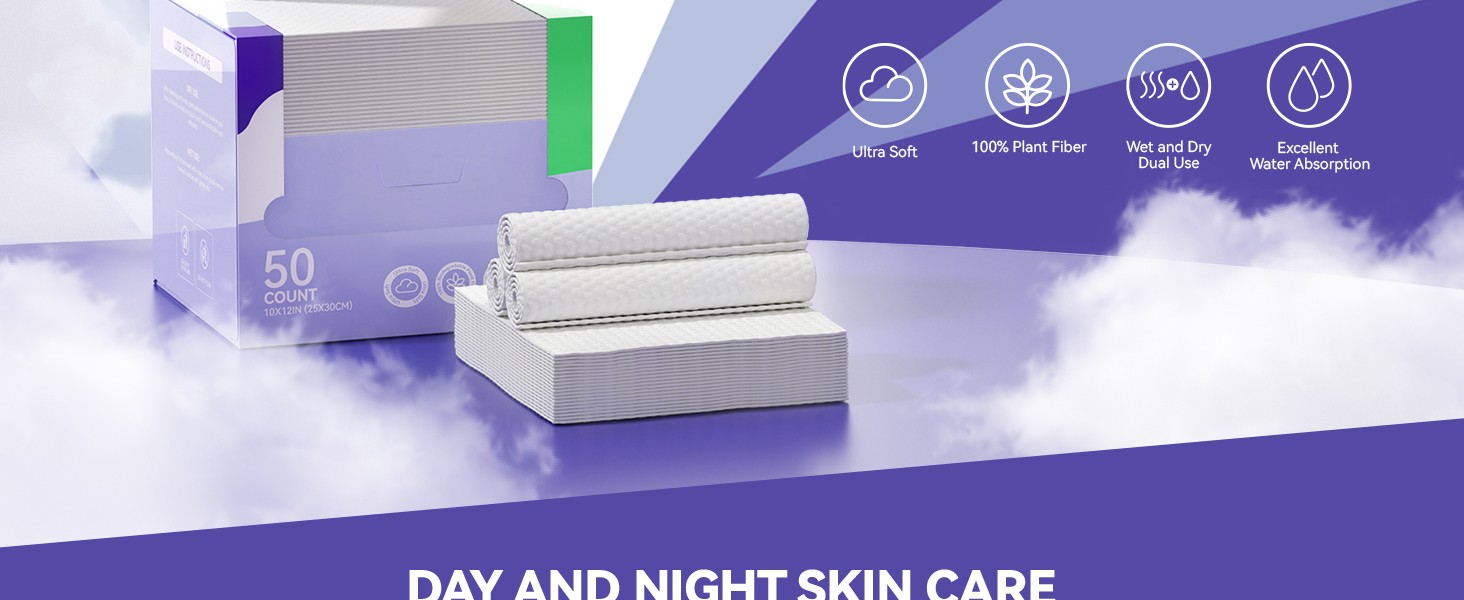 Disposable Face Towels, 10″×12″ XL Face Towelette Disposable, Soft Makeup