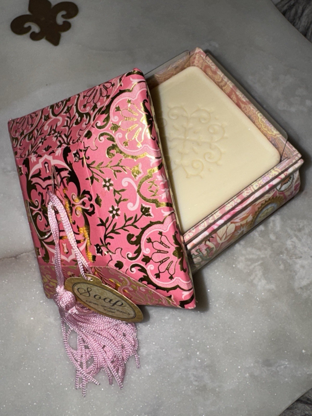 Floral Decorative Box Body Bar Soap for Body & Hands, Beige, Rectangular, Women