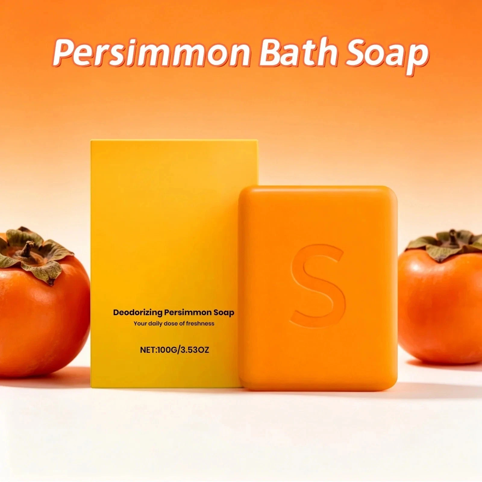 Swarva Persimmon Soap Bar Body Odor Control Deodorant Soap for Men&Women