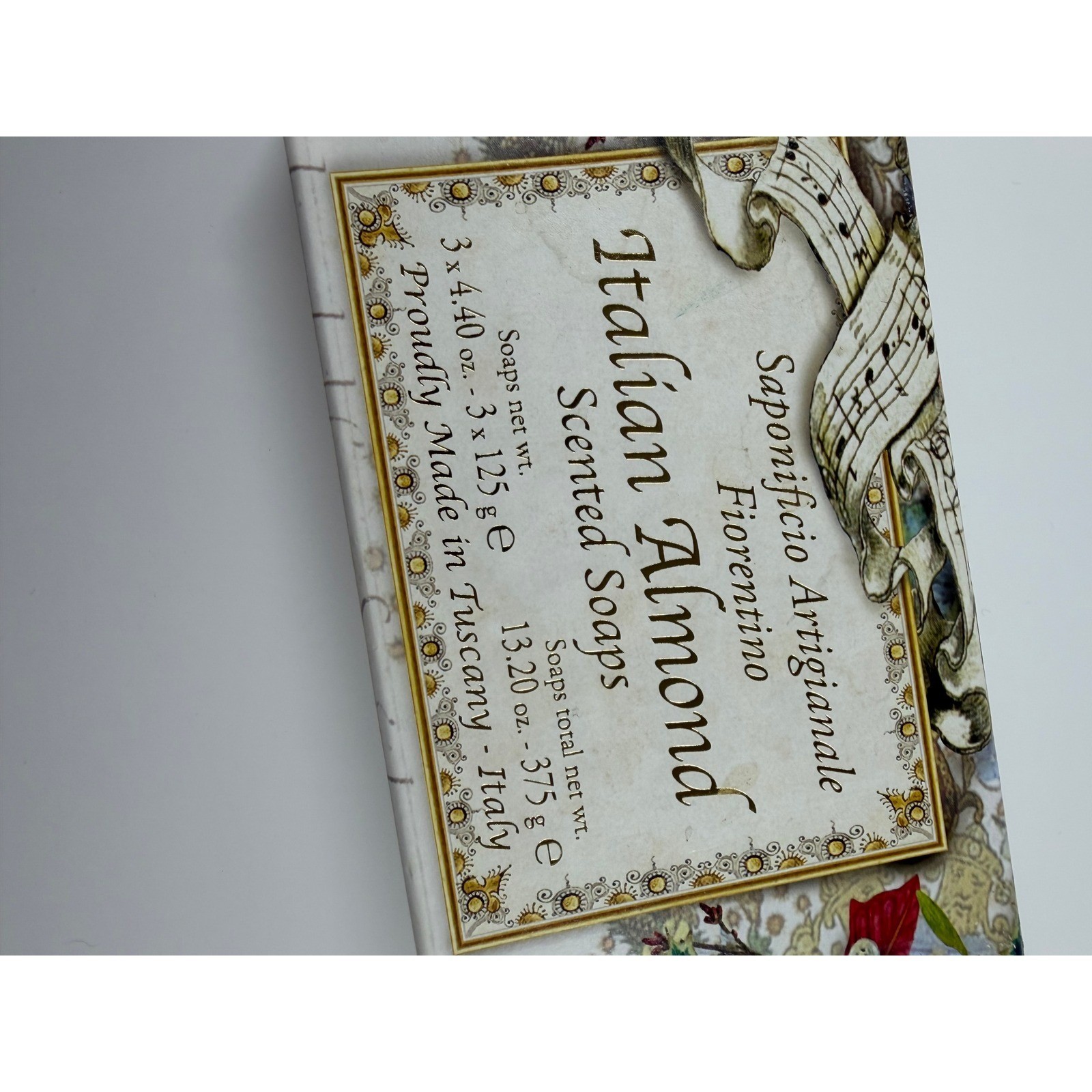 New Italian Almond Scented Soap 3 bars Gift Saponificio Artigiano Fiorentino