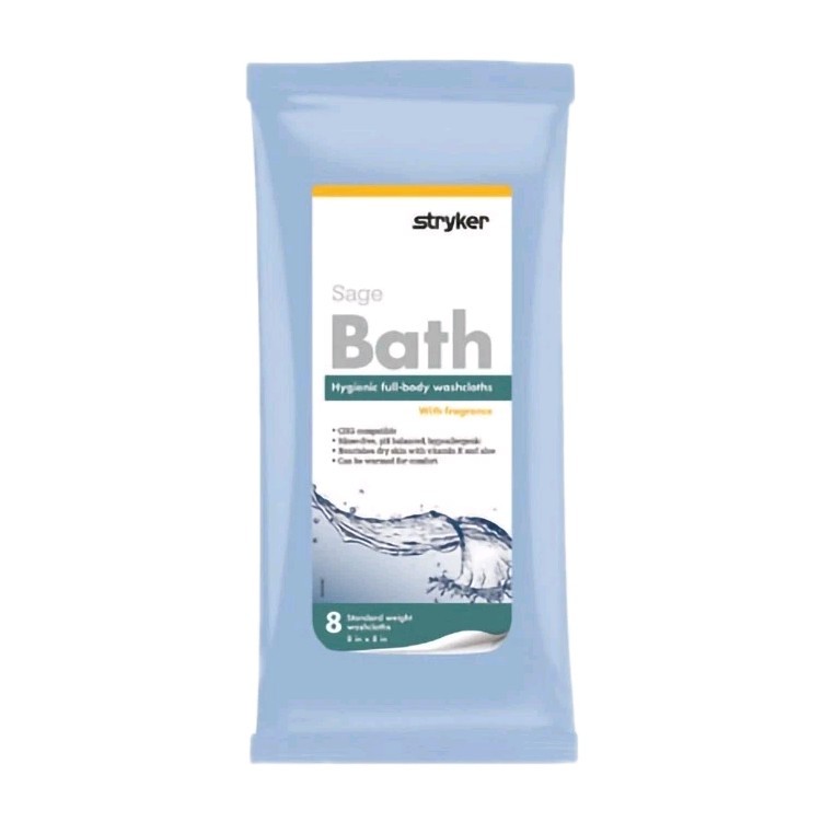 Sage Comfort Bath Wipe Soft Pack 8/PK Cleansing Cloth Unscented