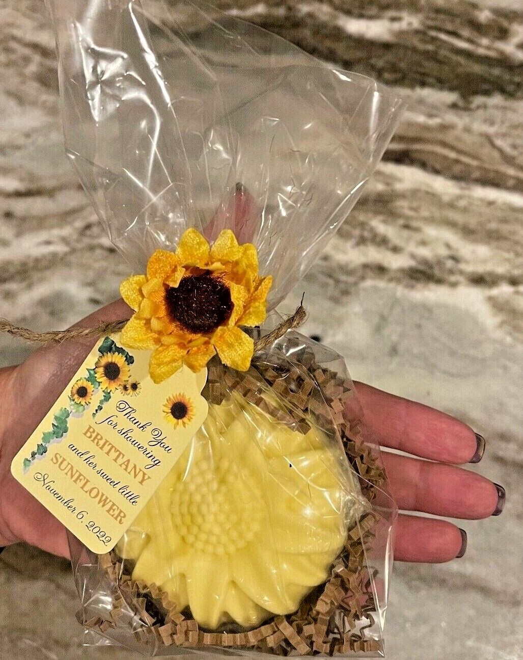 Sunflower Shea Butt Soap Favors for Baby Showers, Bridal Showers, etc