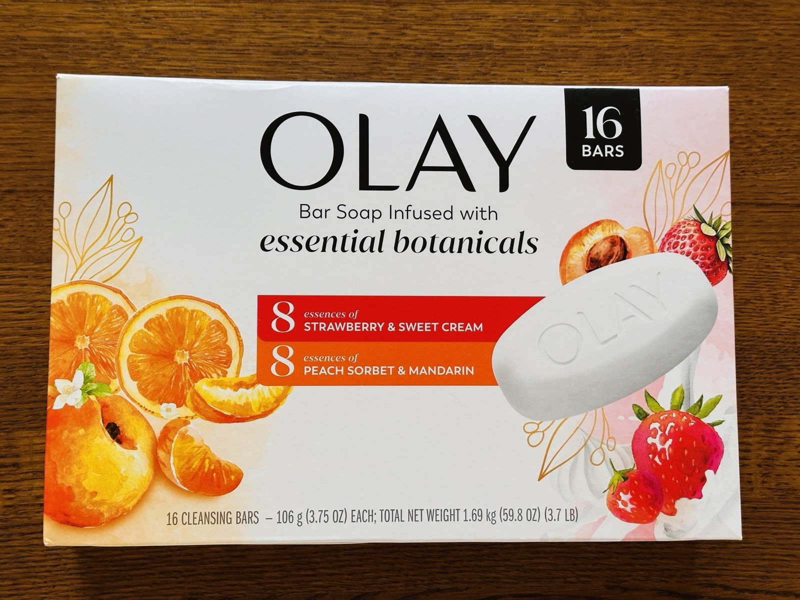 Olay Botanical Bar Soap 8 Strawberry & Sweet Cream and 8 Peach Sorbet & Mandarin