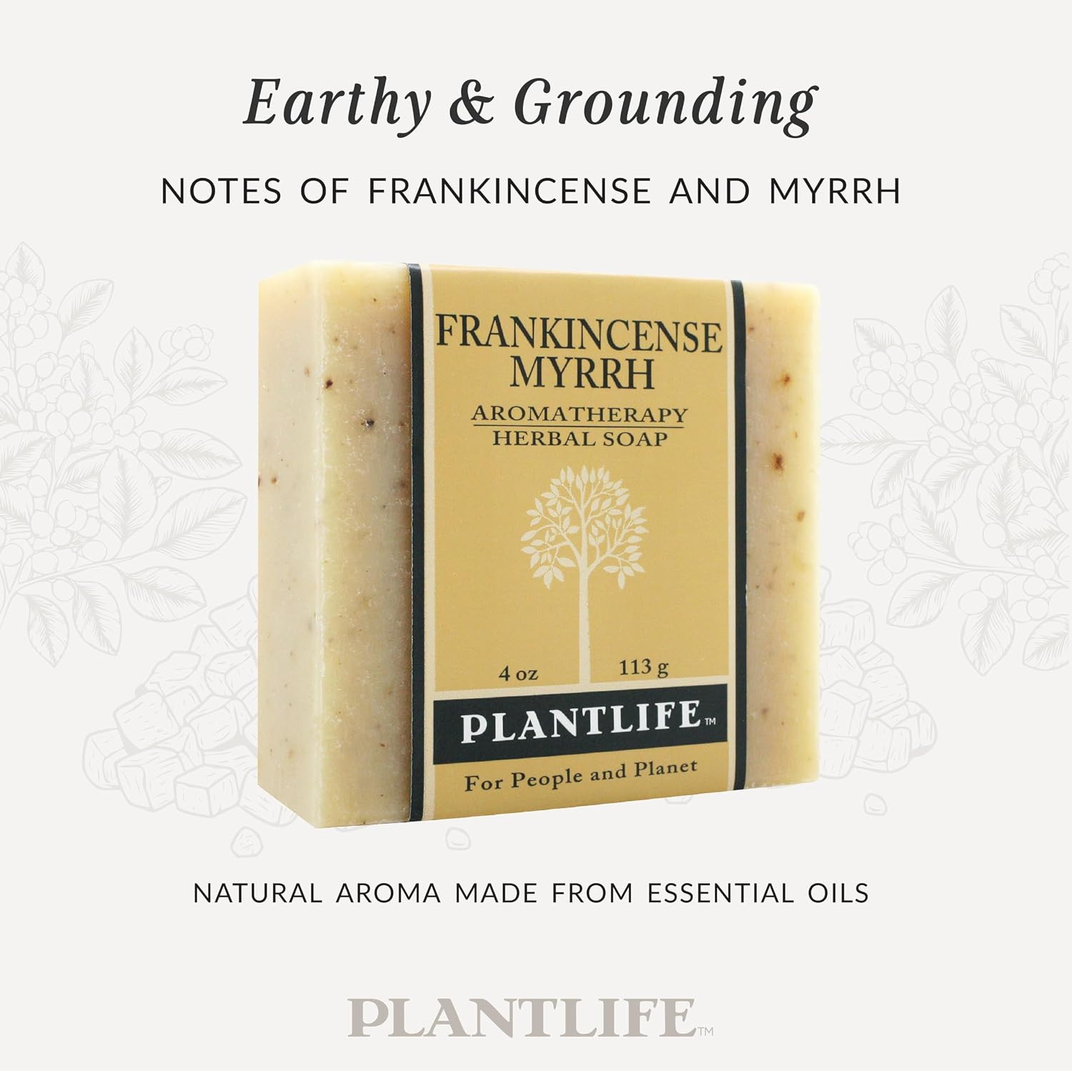 Frankincense Myrrh Natural Bar Soap, Handcrafted, Vegan, 4 oz | Cold-processed,
