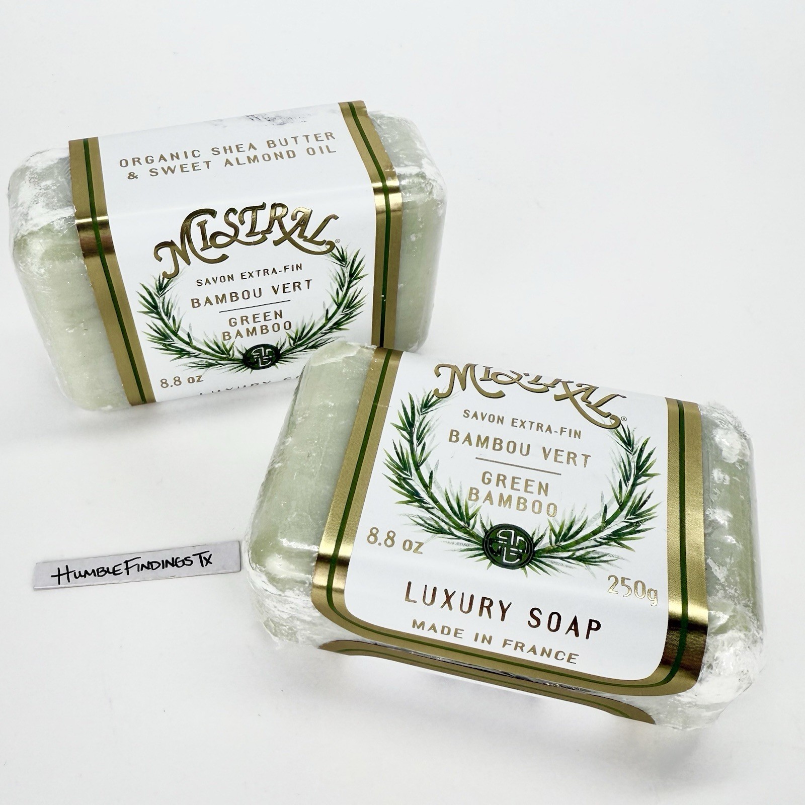 2x Mistral GREEN BAMBOO Pure Vegetable Soap Bar 8.8oz France French Organic Lot