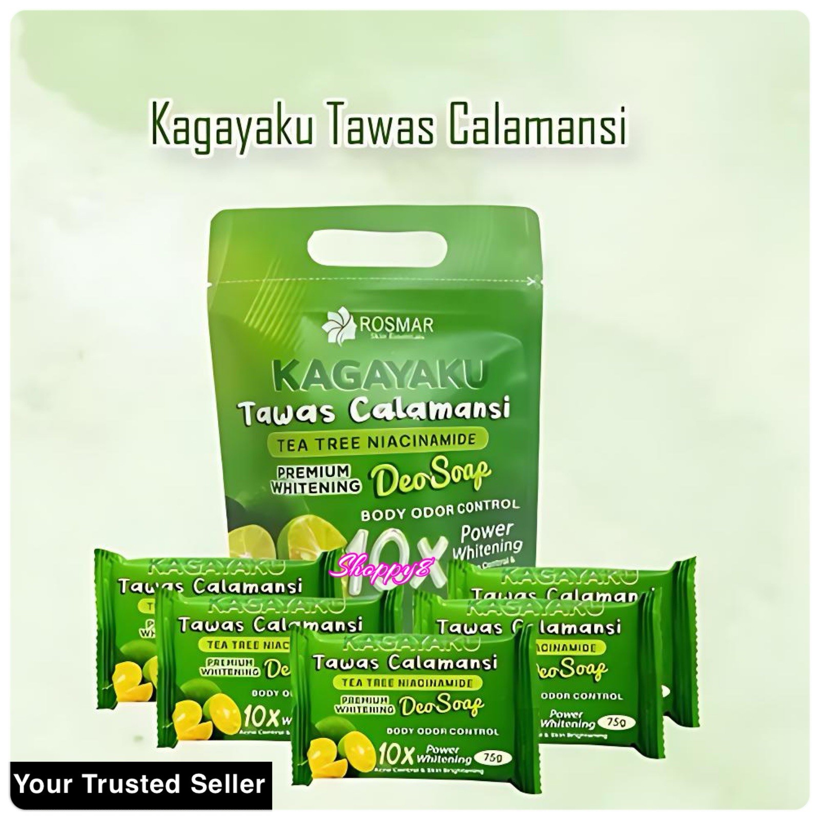 Rosmar Kagayaku Tawas Calamansi Tea Tree Niacinamide DEO SOAP 5X 75g