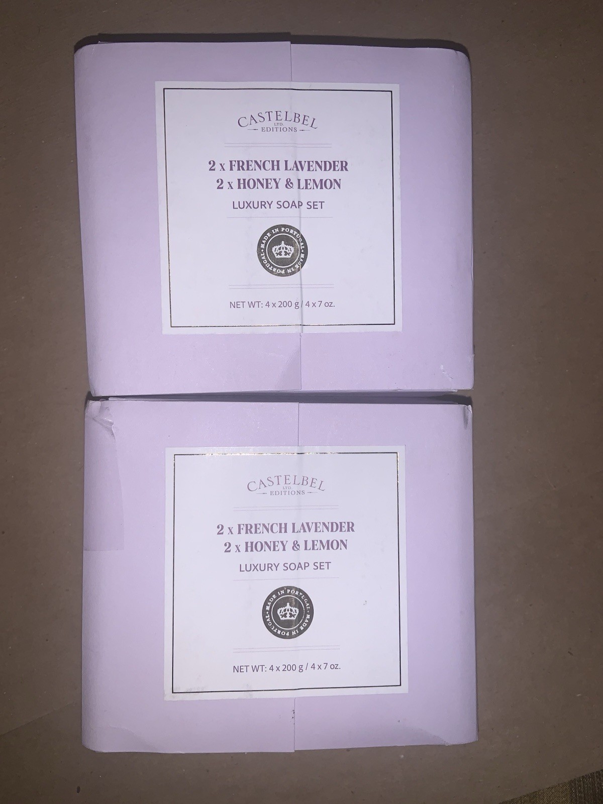 2 Packs Of 4 Pack Castelbel Soap Bars 2X Fresh Lavender ,2X Honey Lemon 7 Oz