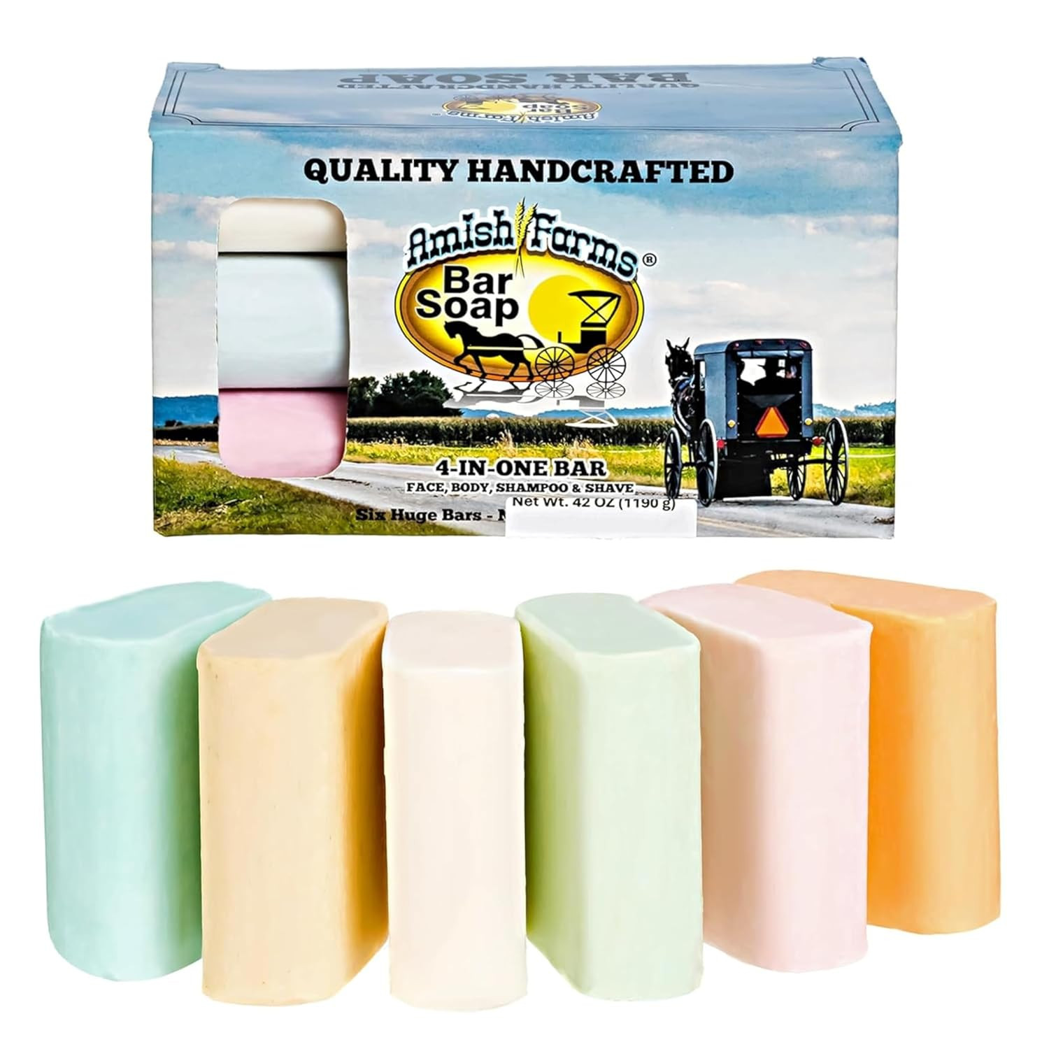 Bar Soap W/All Natural Bentonite Clay (6 Bars) Made in USA, Vegan Moisturizing f
