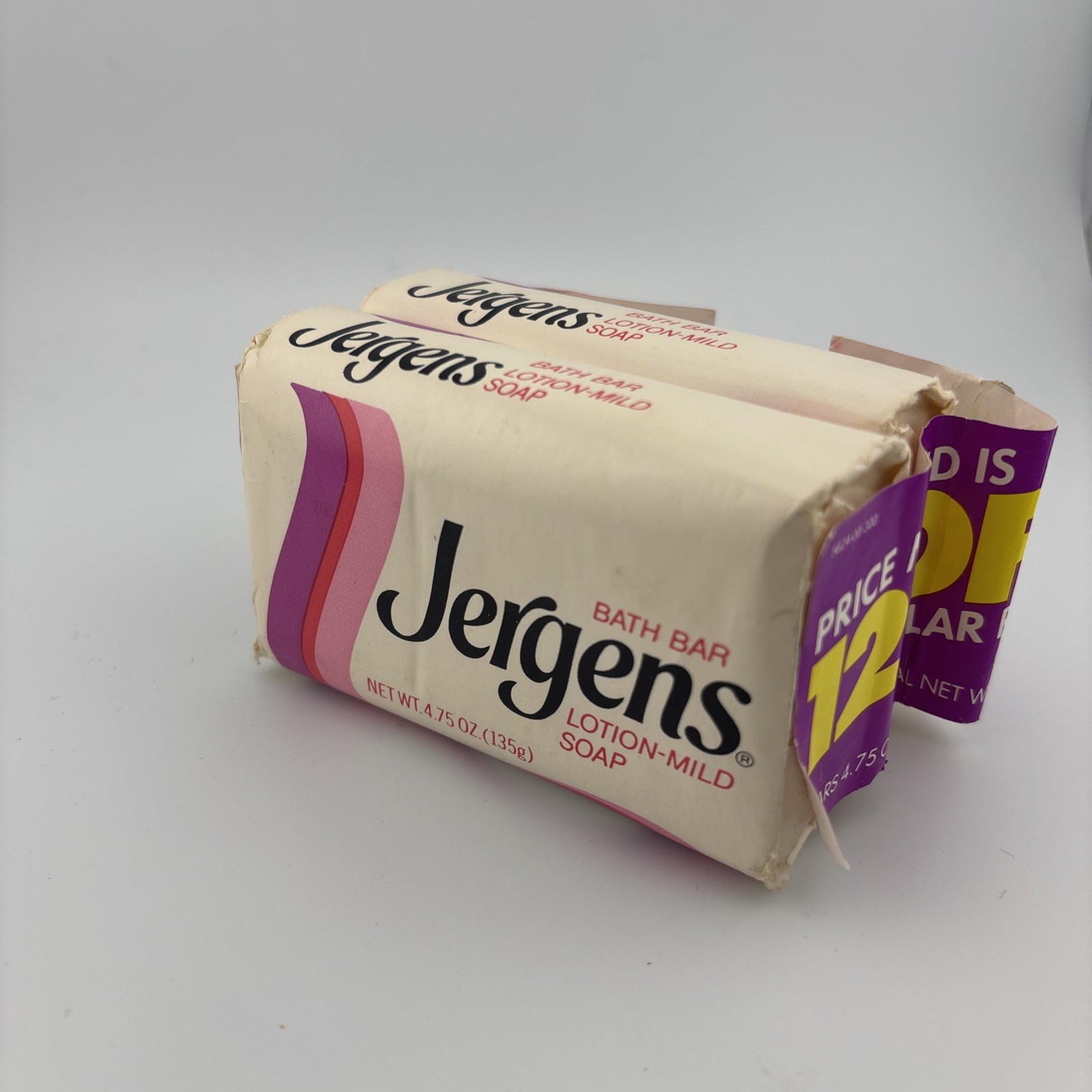 Vintage Jergens Lotion-Mild Bar Soap (2) 4.75oz Bars From 1980s NOS