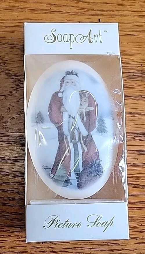 Santa Picture Soap Lasting Impressions Soap Art Santa & Deer Soap Saint Nick 3oz