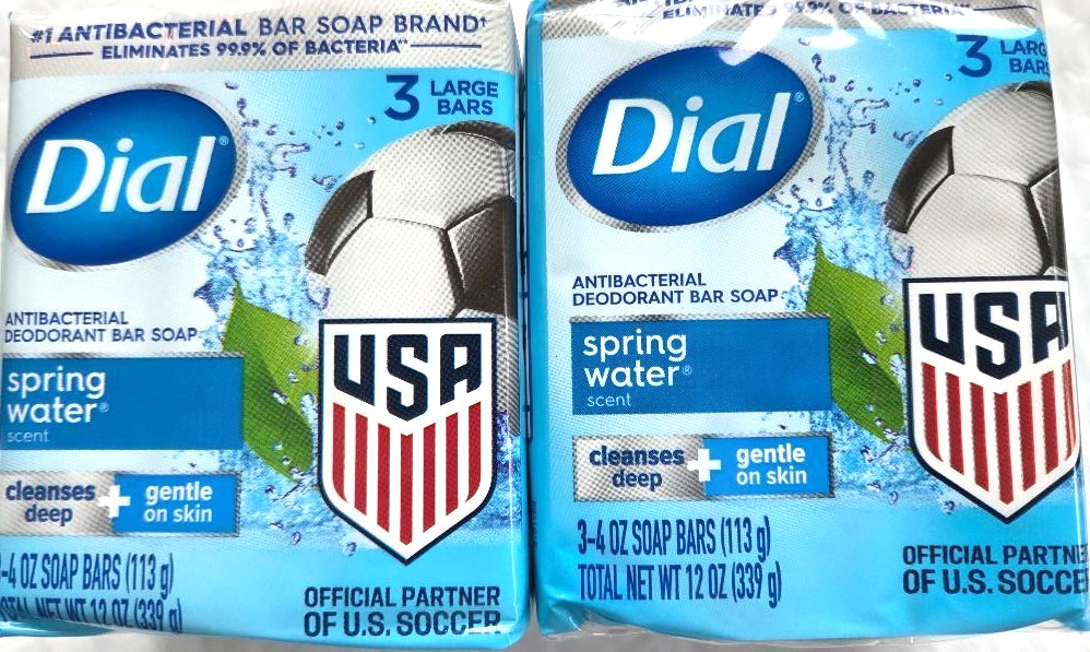 NEW(2 Pack) Dial Antibacterial Bar Soap Spring Water 4 oz, 6 Bars