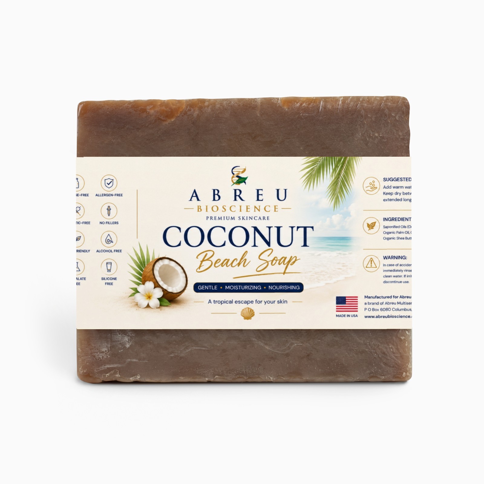 Abreu BioScience Coconut Beach Soap