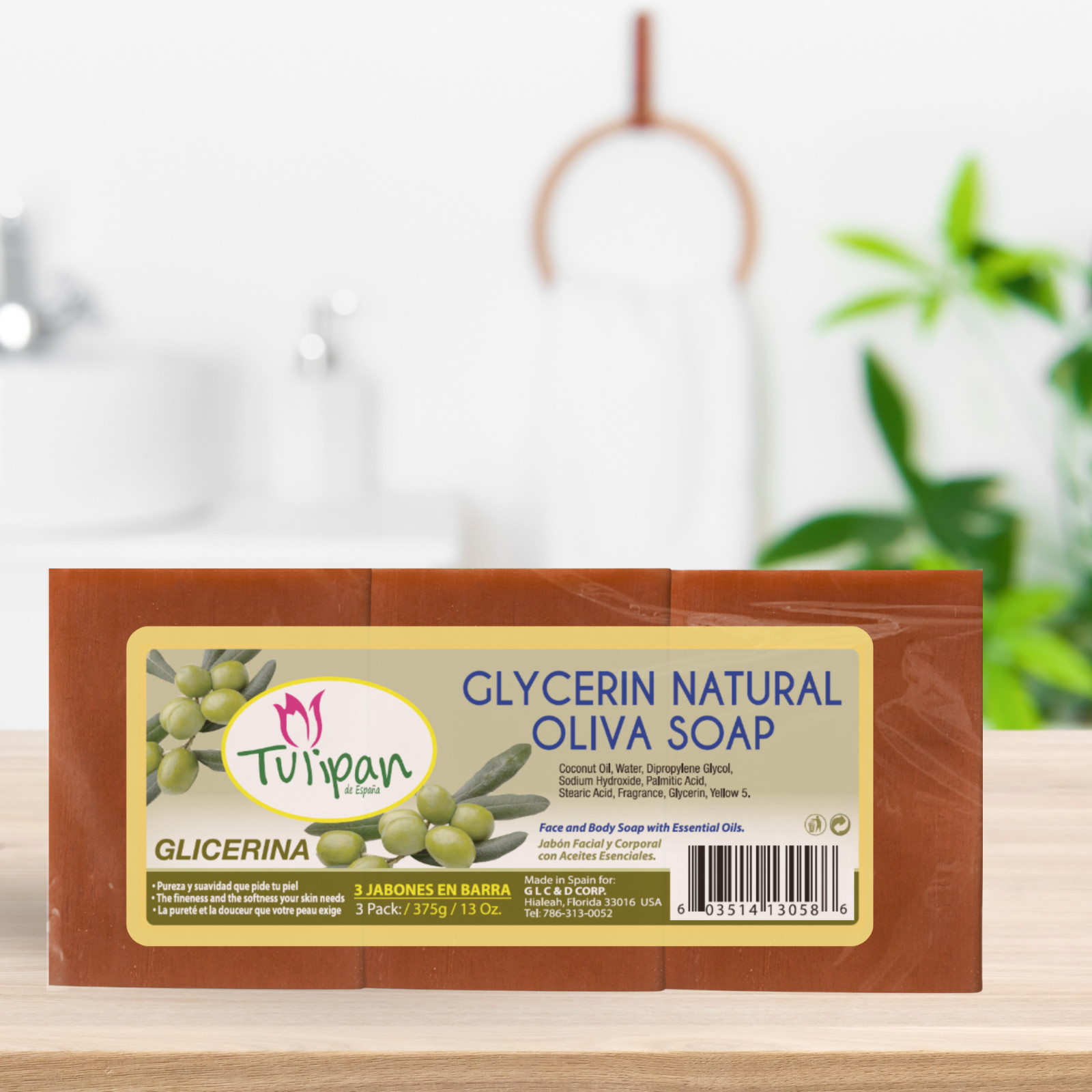Tulipan de España Olive Glycerin Soap with Essential Oils, (9 Bars) 39 oz