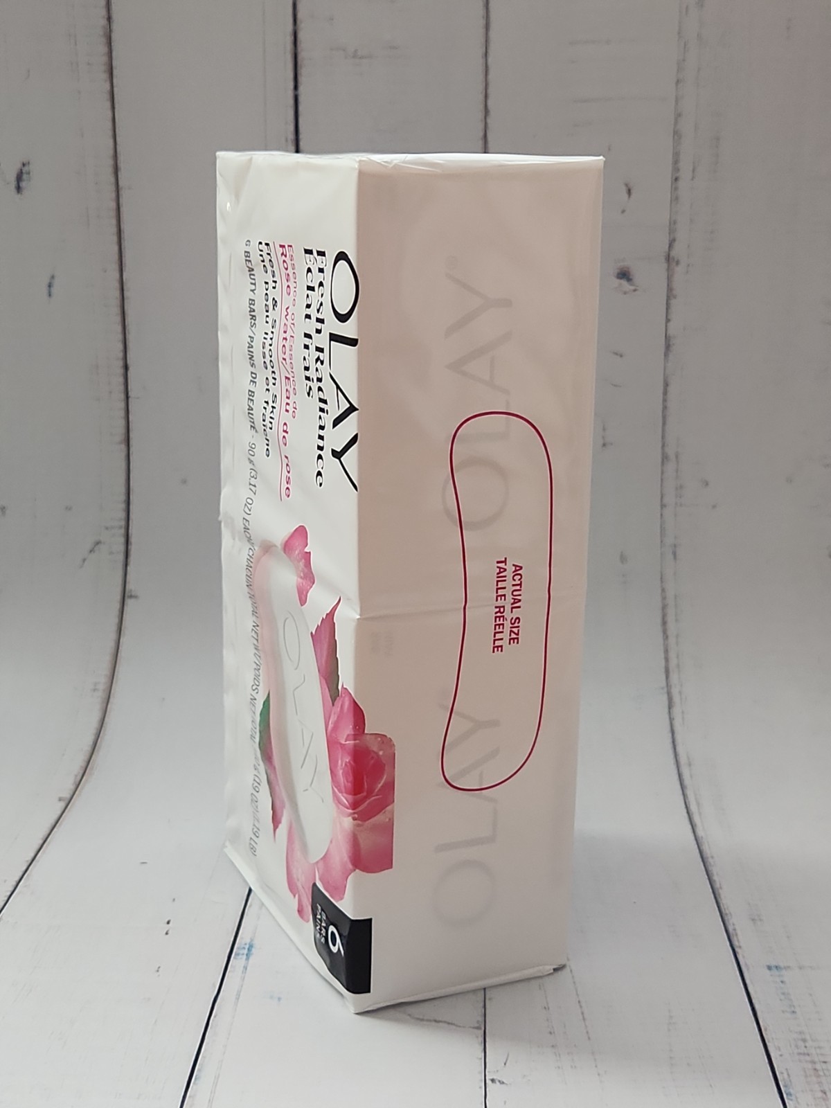 OLAY Fresh Radiance Rose Water Beauty Bar Soap, 6 Bars, Total 19 fl oz