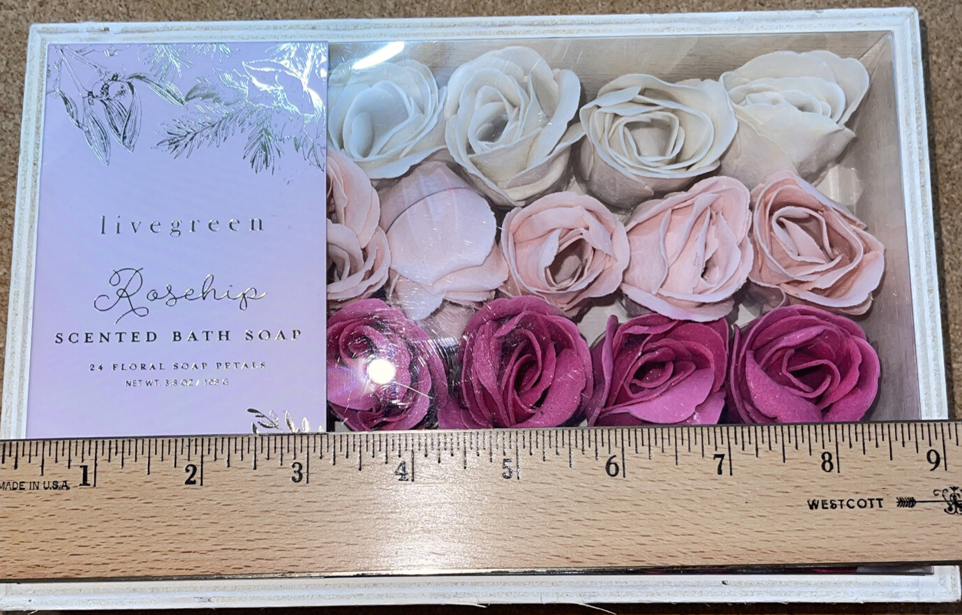 Livegreen Rosehip Rose Petal Scented Soap Petals 24 Count Valentine’s Day Gift