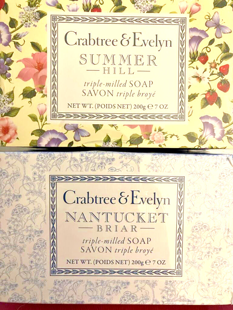 TWO Crabtree & Evelyn deluxe 7 oz. soaps NANTUCKET BRIAR and SUMMER HILL NIB