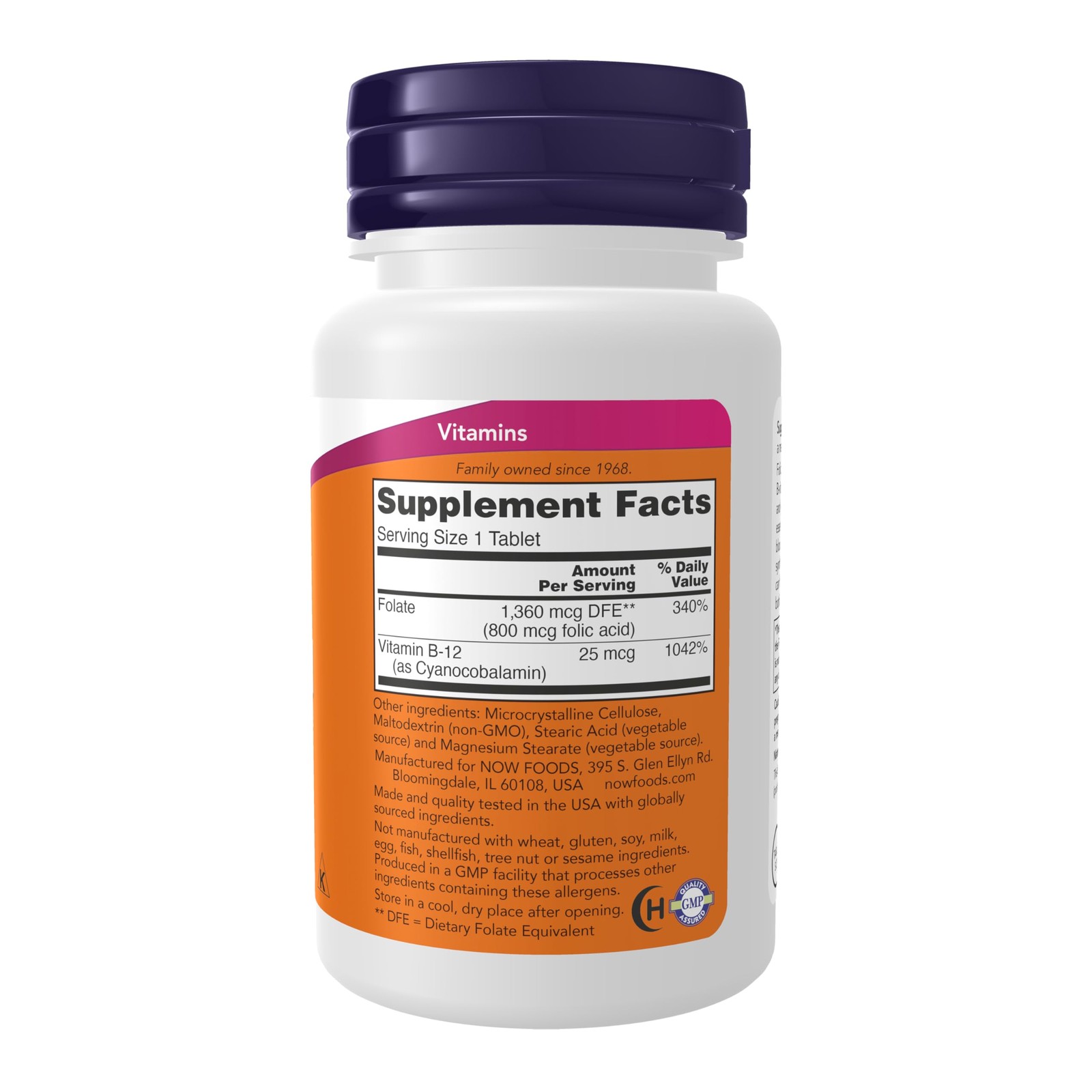 NOW Supplements, Folic 250 Count (Pack of 1), Yellow/Beige W/Orange Speckles
