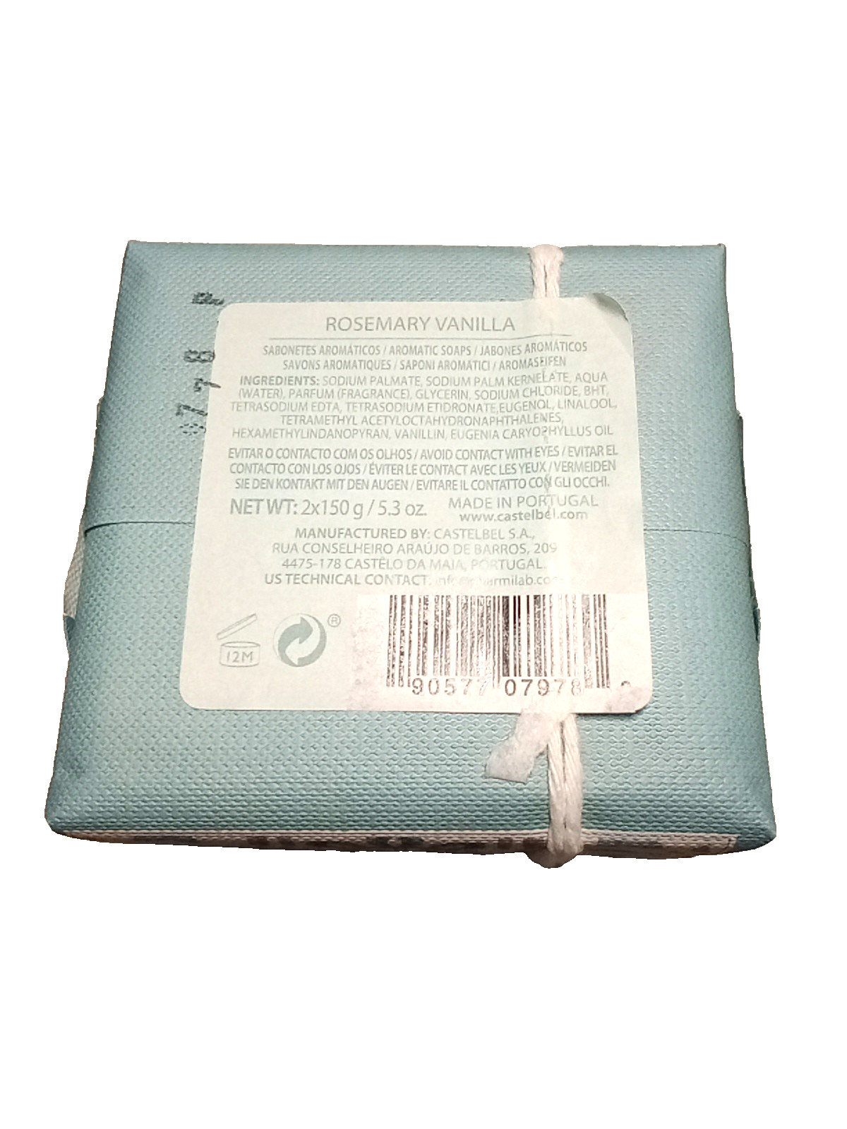 CASTELBEL ‘Rosemary Vanilla’ Set of Two Scented Soaps (2 x 150g) Portugal NWT