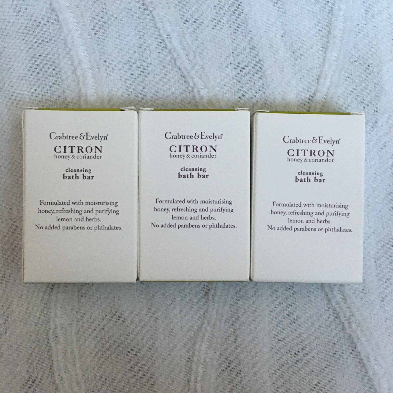 3 x Crabtree & Evelyn Citron Honey & Coriander Cleansing Bath Bar Soap 5.25oz