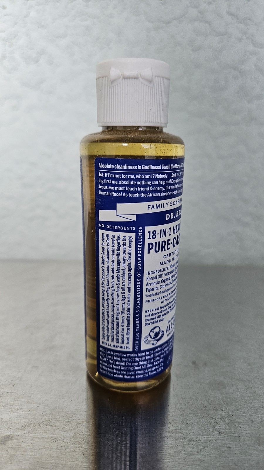Dr. Bronner’s 18-In-1 Hemp Peppermint Pure Castile Liquid Soap 4oz. Sealed