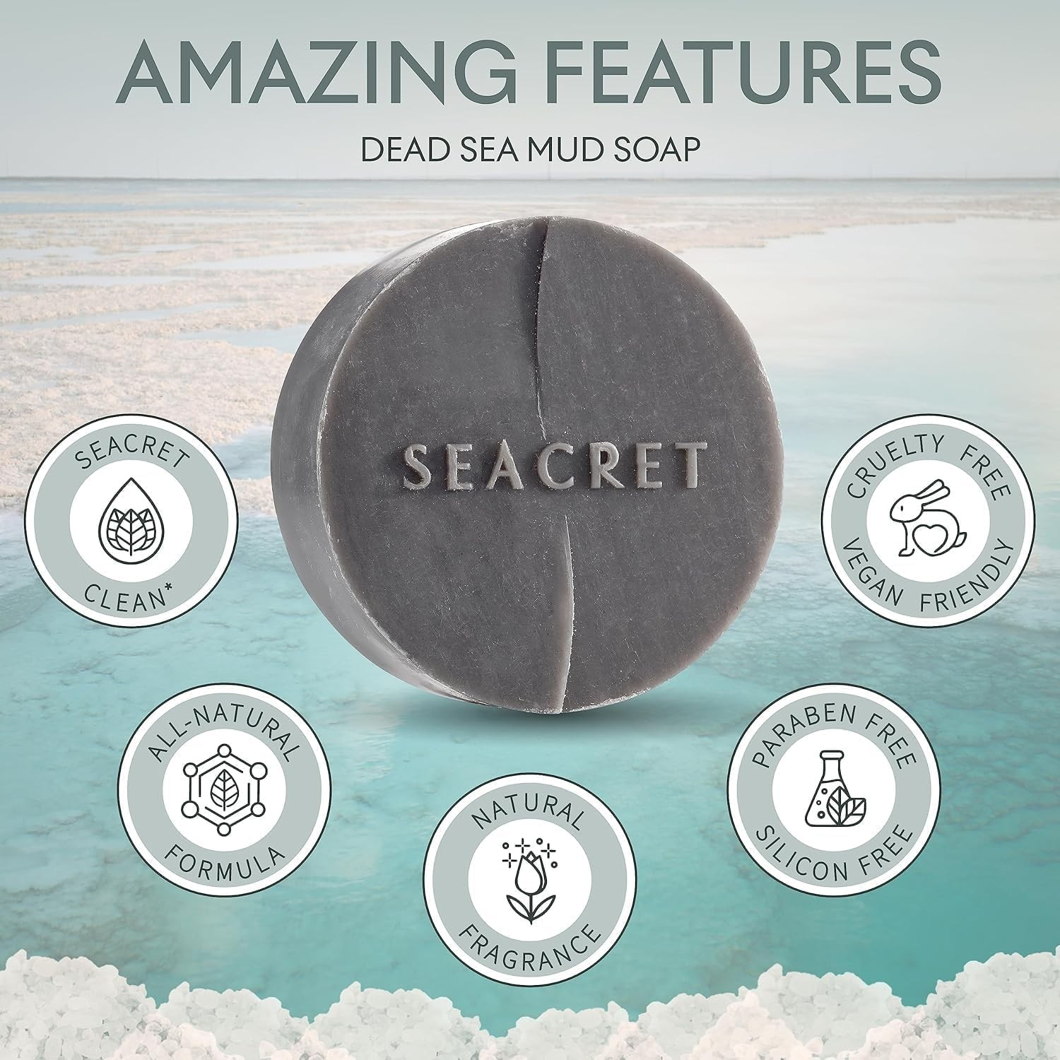 SEACRET Dead Sea Mud Soap Bar – Deep Pore 13.2 Ounce (Pack of 1), Black