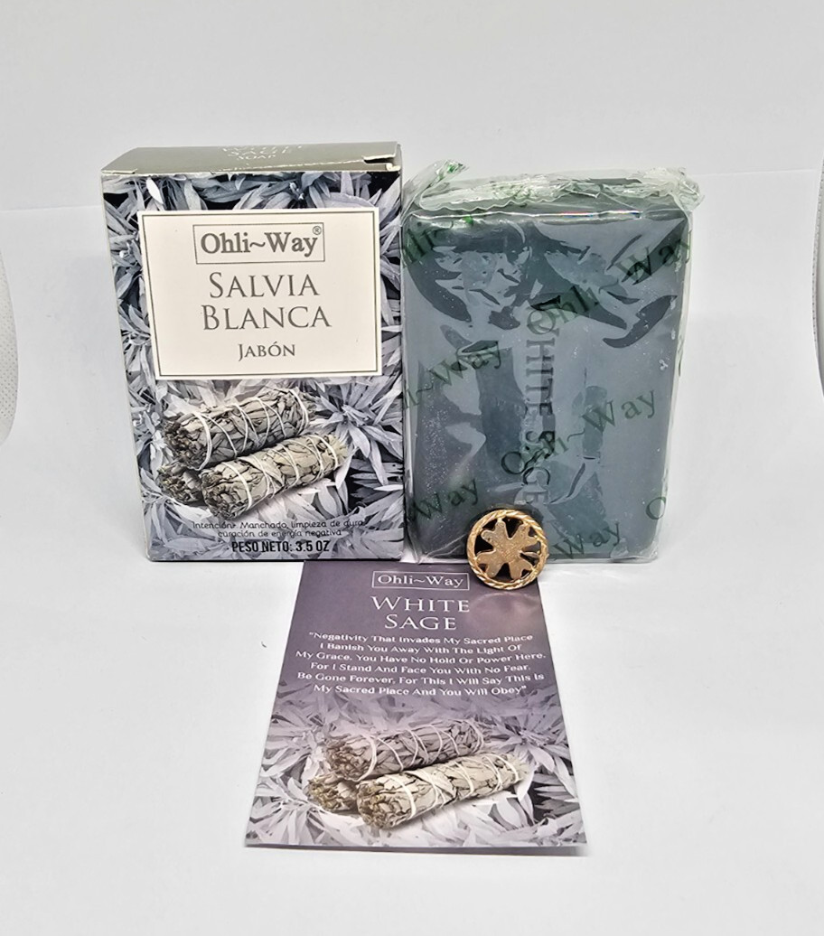 JABON SALVIA BLANCA / WHITE SAGE SOAP ALEJA LAS MALAS ENERGIAS LIMPIA MALA VIBRA