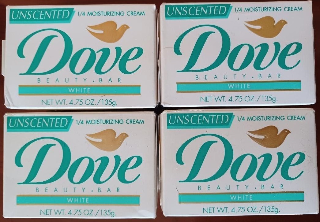 8 Vintage Dove Beauty Soap Bath Bar White 1/4 Moisturizing Cream 4.75oz NOS Prop
