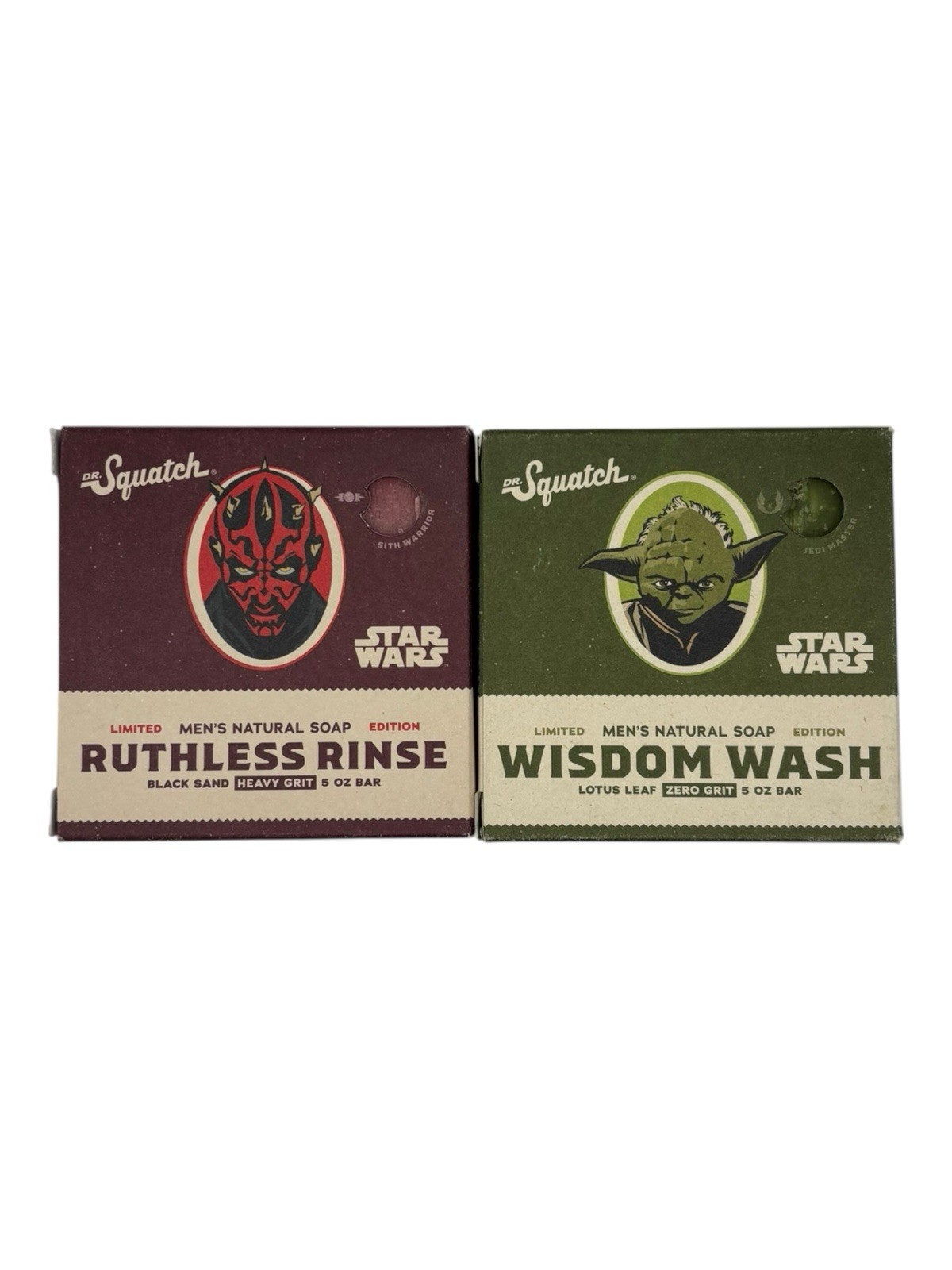 (2) Dr. Squatch STAR WARS Limited Ed Bar Soap 5oz Wisdom Wash Ruthless Rinse