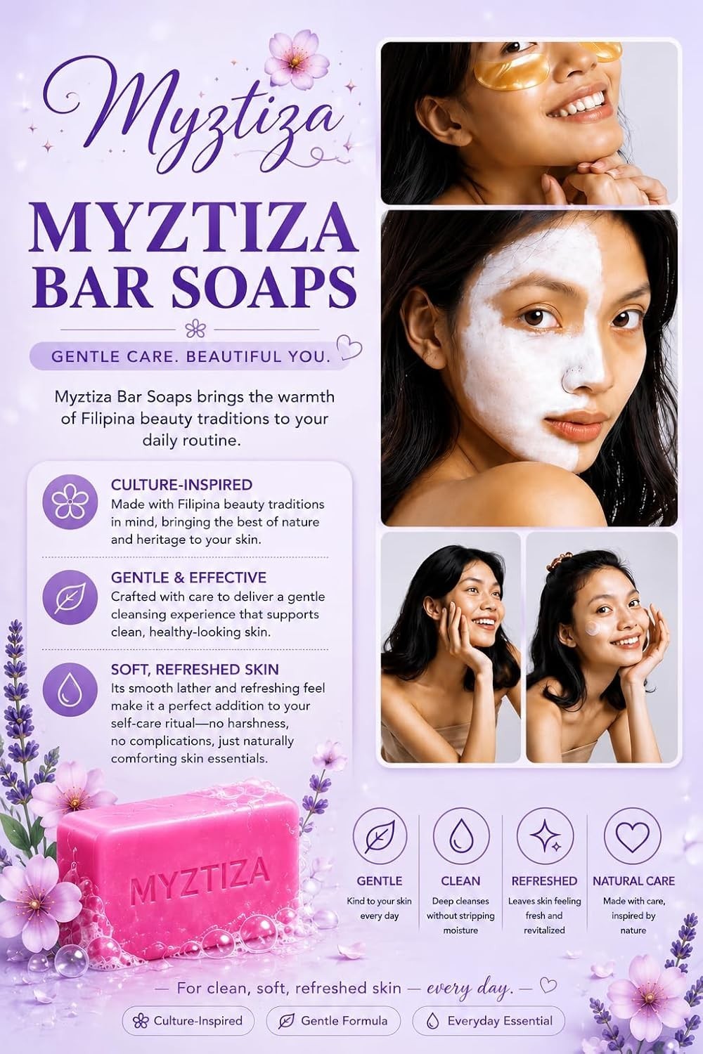 Myztiza Glass Skin Bar Soap for Face & Body – 2 Pack 135g Each
