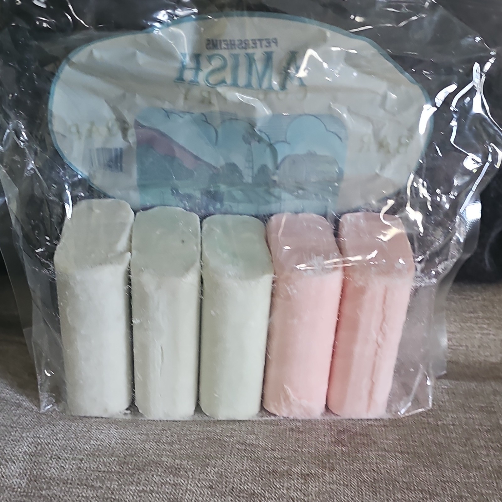 Amish Country Rectangular Bar Soap 5-Pack White Pink Light Green Unisex