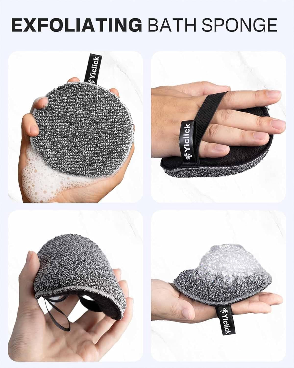 Yiclick Exfoliating Body Scrubber Exfoliator 2 Pack – Black