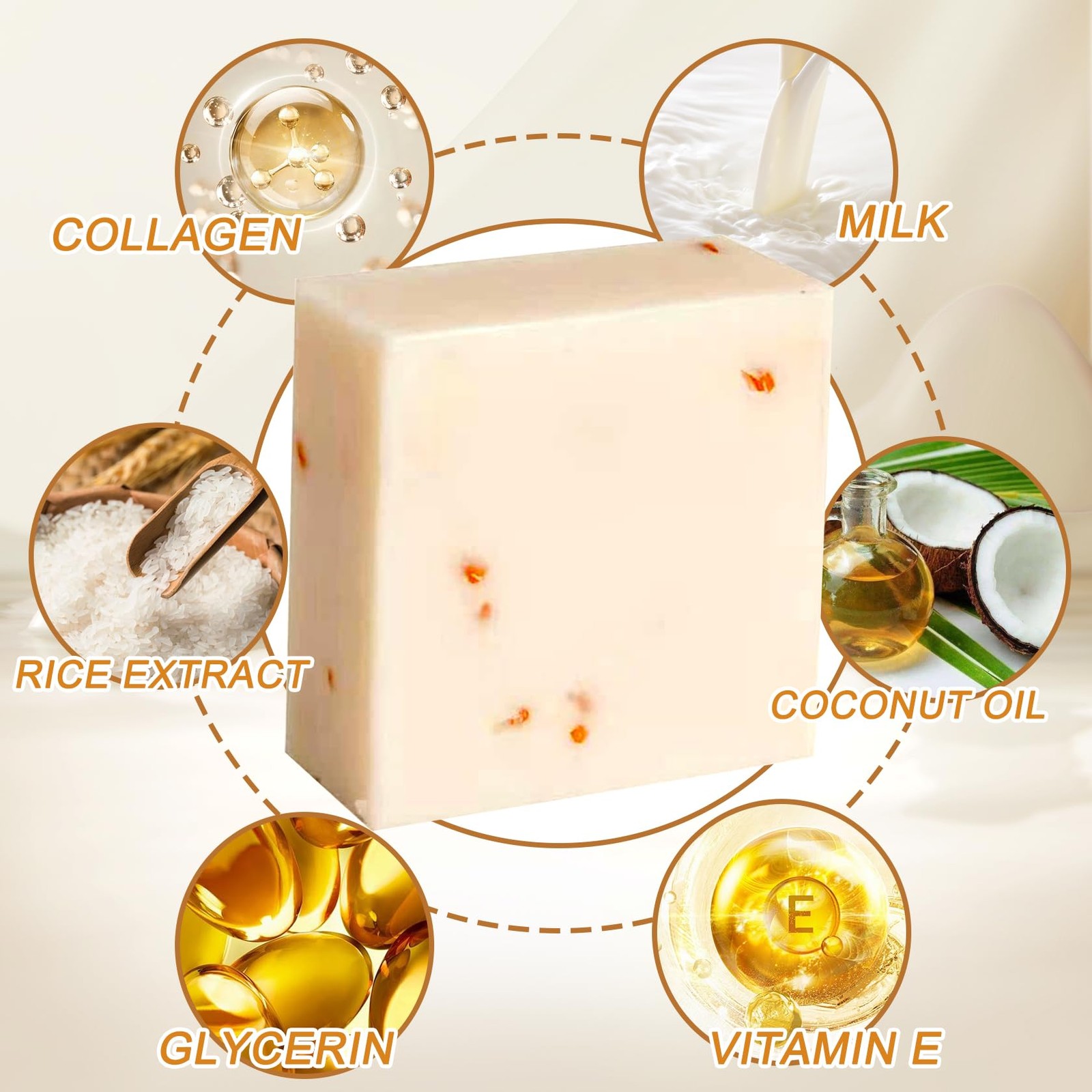 XMXueMei 3PCS Rice Soap for Face, Milk 0.19 Ounce (Pack of 3)