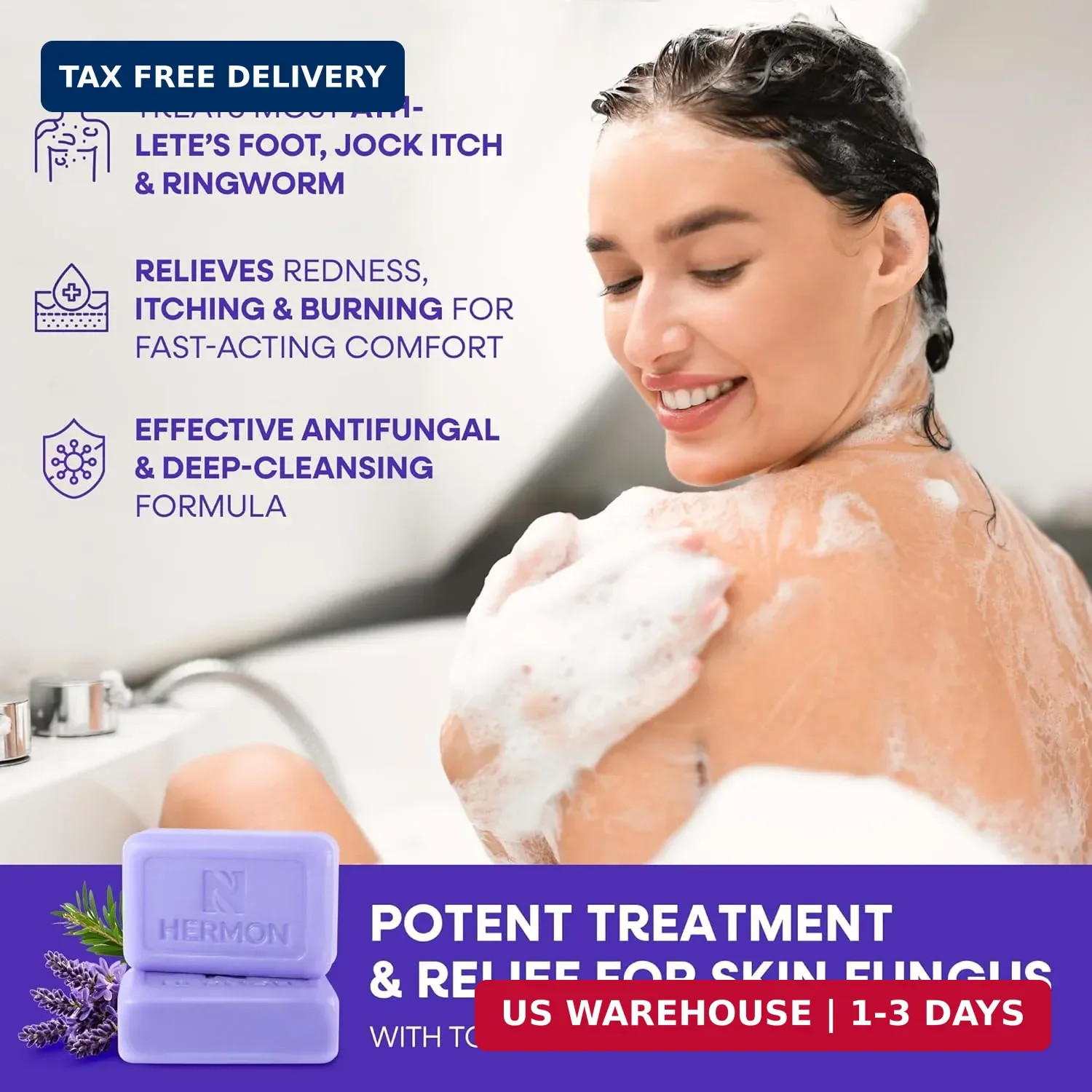 Hermon Antifungal Soap with Tea Tree Oil: Antifungal Bar Soothing Care & Relief
