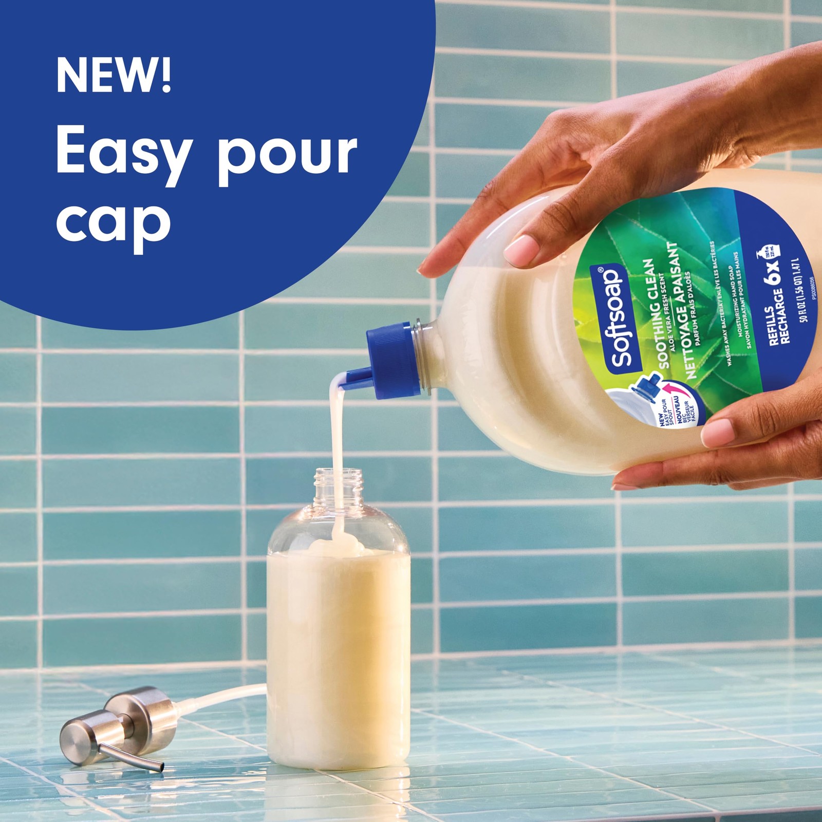 Liquid Hand Soap Aloe Vera Fresh Scent Easy Pour Spout 50 fl oz Refill