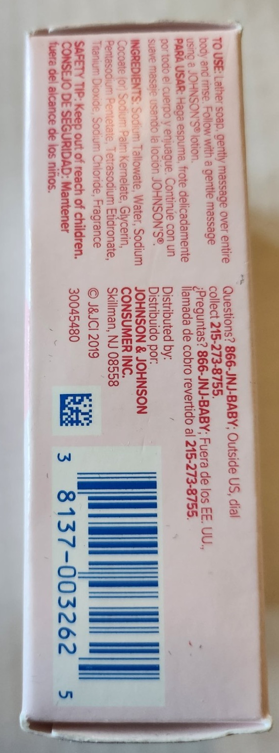 Johnson’s Baby Soap Bar Gentle for Baby Bath and Skin Care, Hypoallergenic, 3 oz