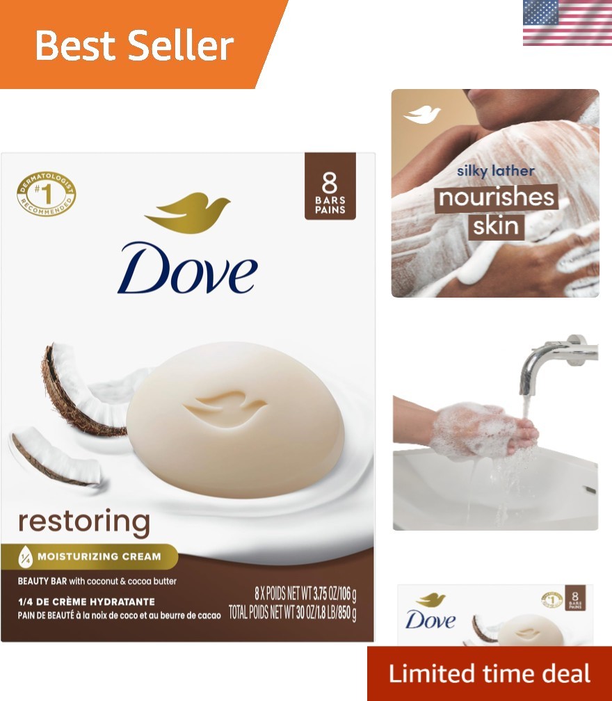 Dermatologist Recommended Coconut Cocoa Butter Soap – 8 Richly Moisturizing Bars