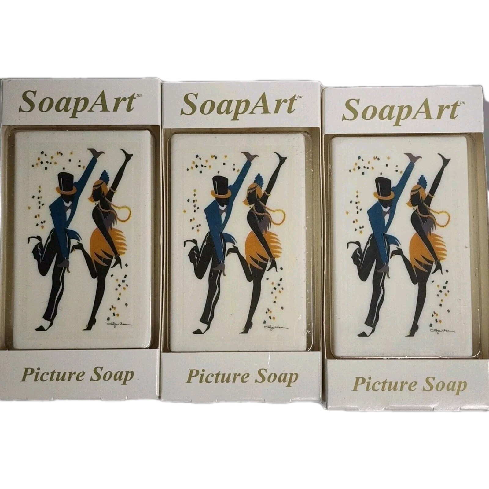 Vintage SoapArt Picture Soap Lot of 3 Art Deco Dancers Novelty Gift US