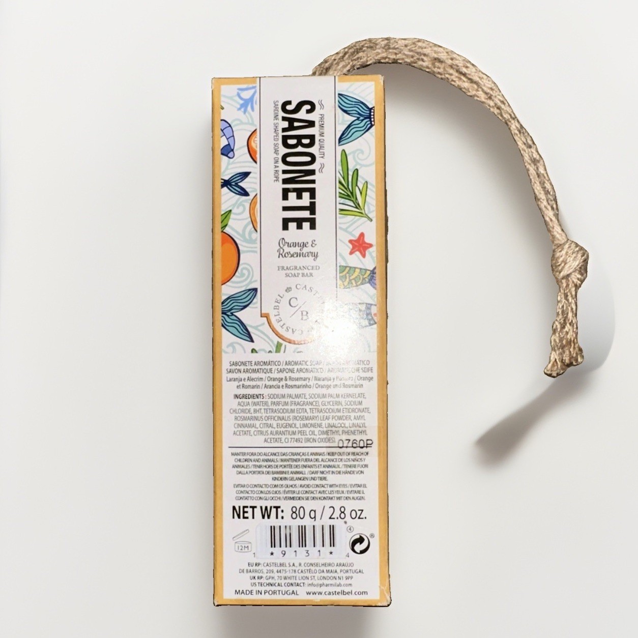 Castelbel, Sardine Orange & Rosemary Soap on a Rope Aromatic Fragrance 80g