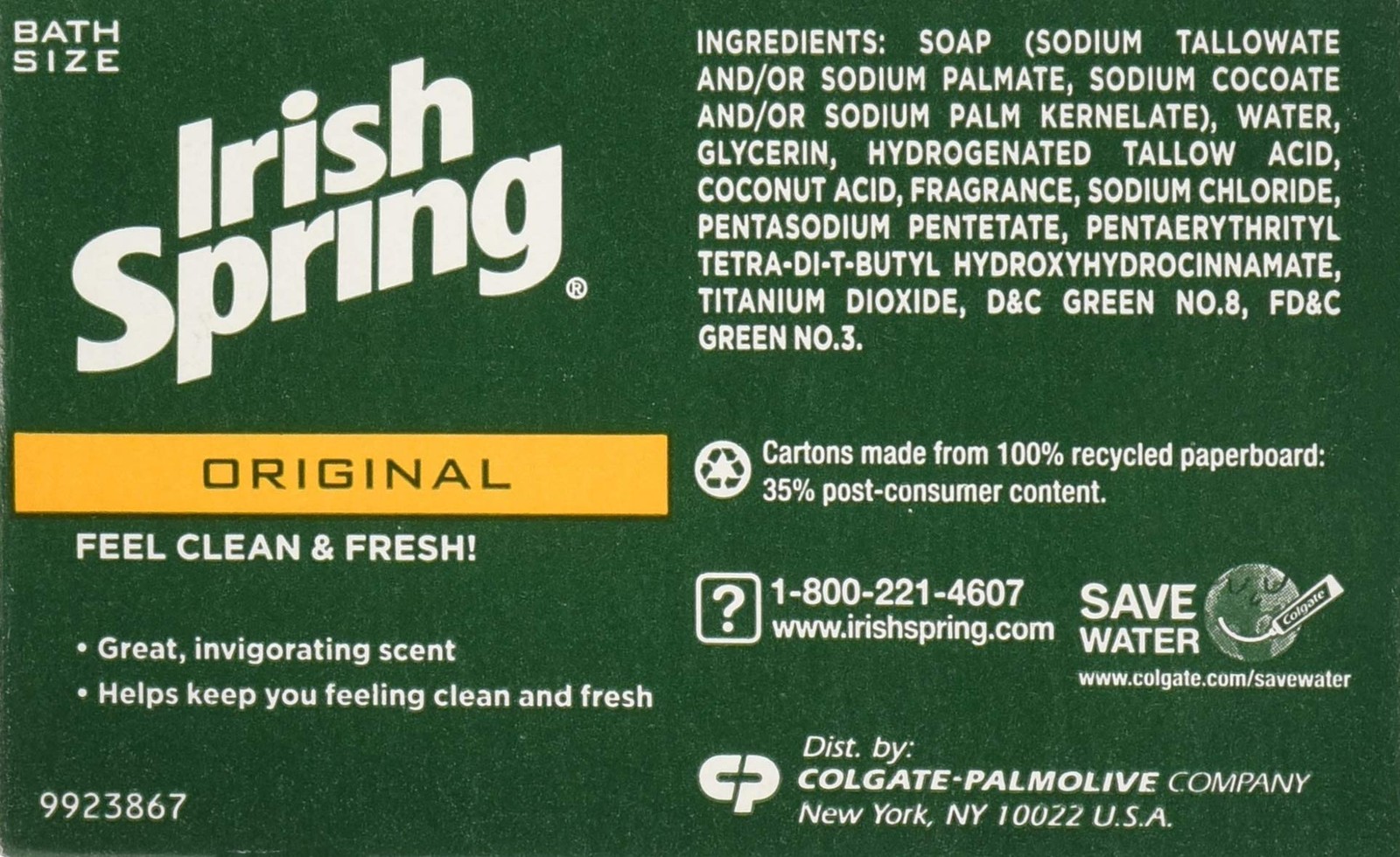 Irish Spring Original Deodrant Soap Unisex 30 Ounce (Pack of 1),