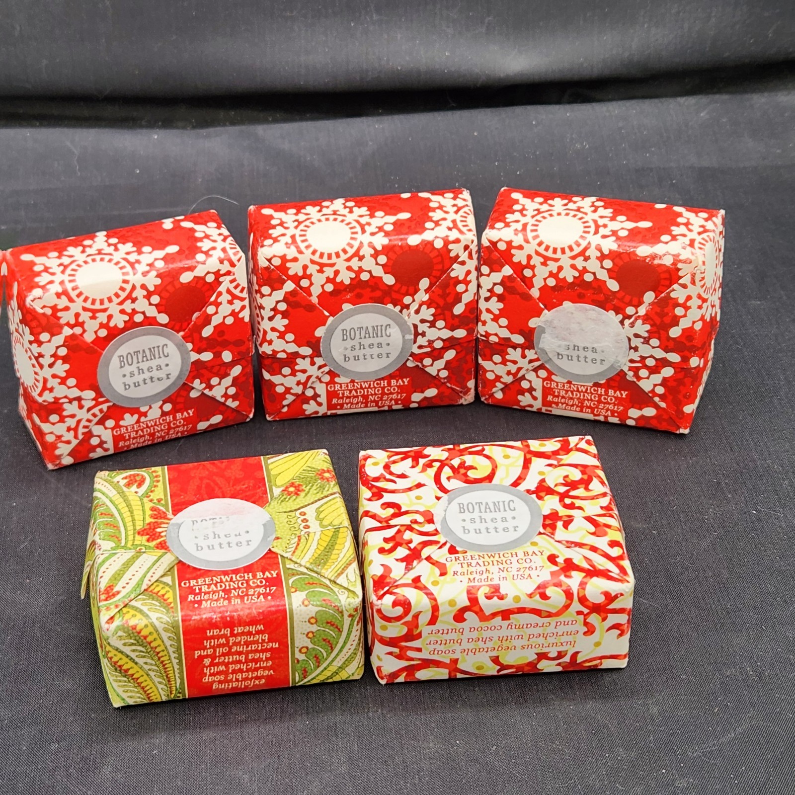 5 Greenwich Bay Trading Shea Butter Soap 1.9 oz. Christmas Peppermint Travel