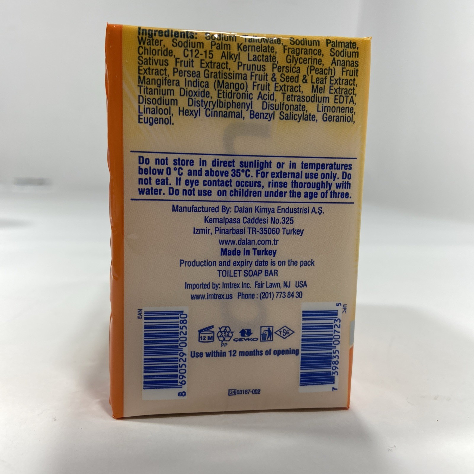 Dalan Antibacterial Refreshing Soap – Golden Tropic, 3 Bars x 3.17oz Each