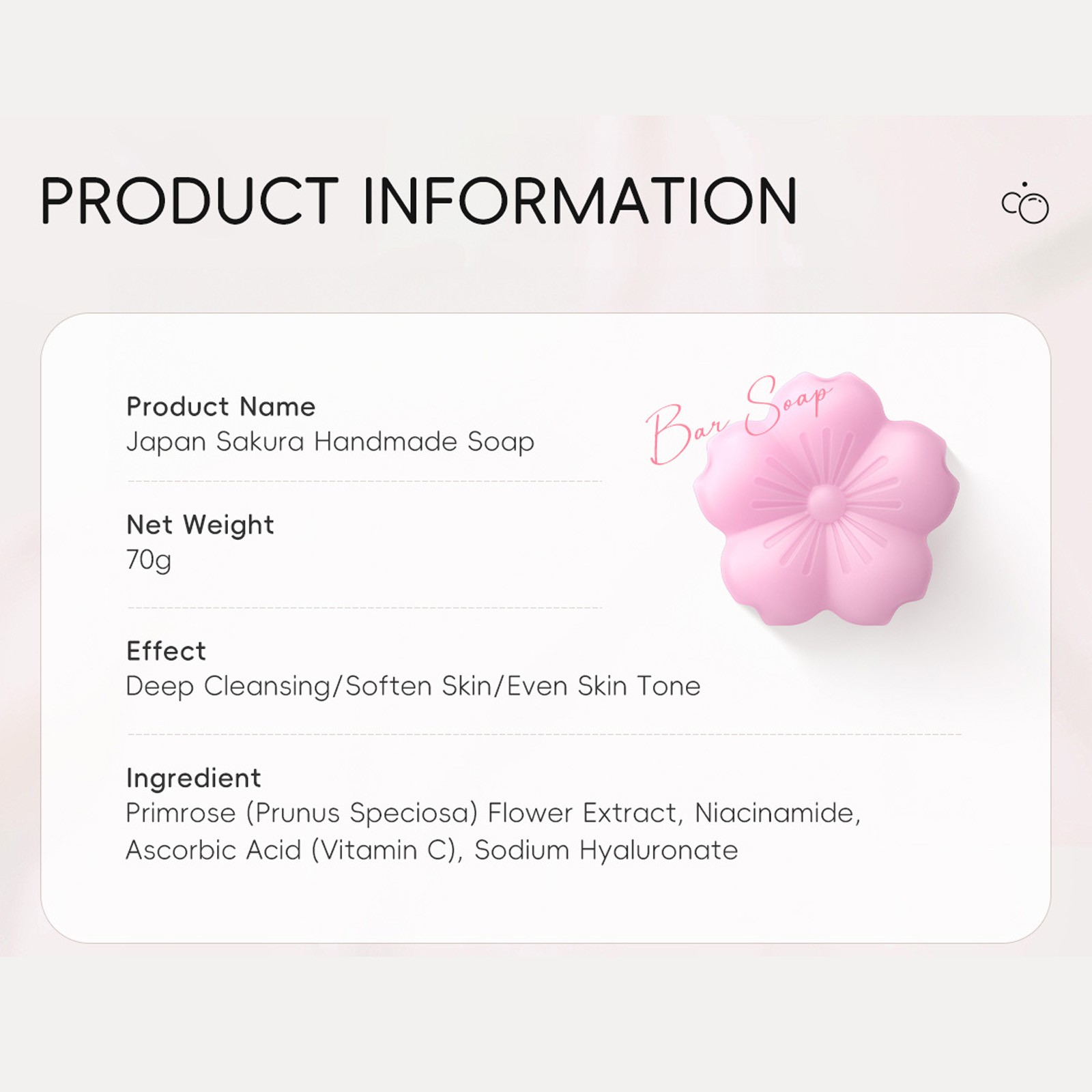 1Pcs Sakura Scent Cherry Blossom Design Bar Soap Handcrafted Soap Multi-Purpose