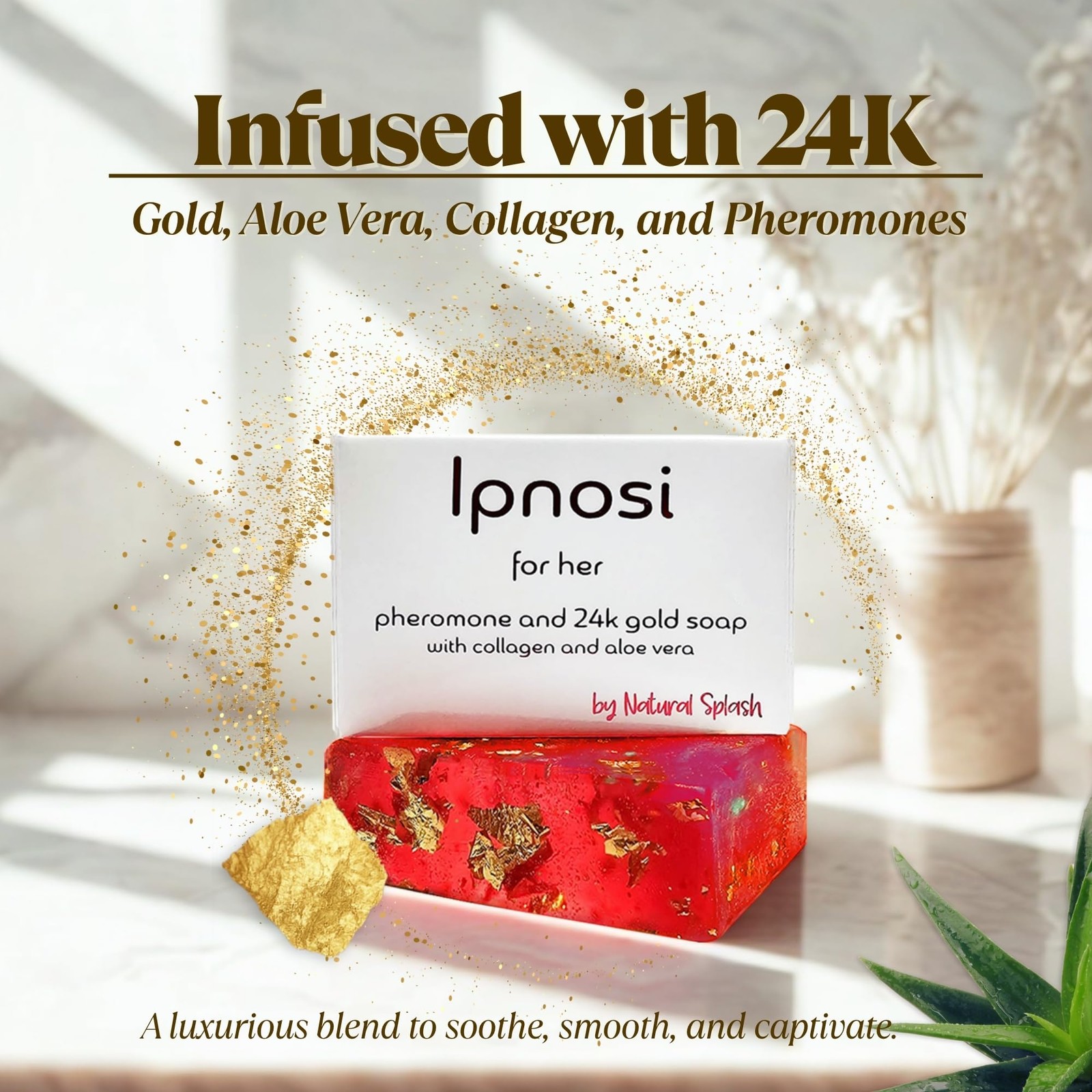 lpnosi Pheromone Soap for , Luxurious Bar with 24K Gold, Collagen & Aloe Vera…