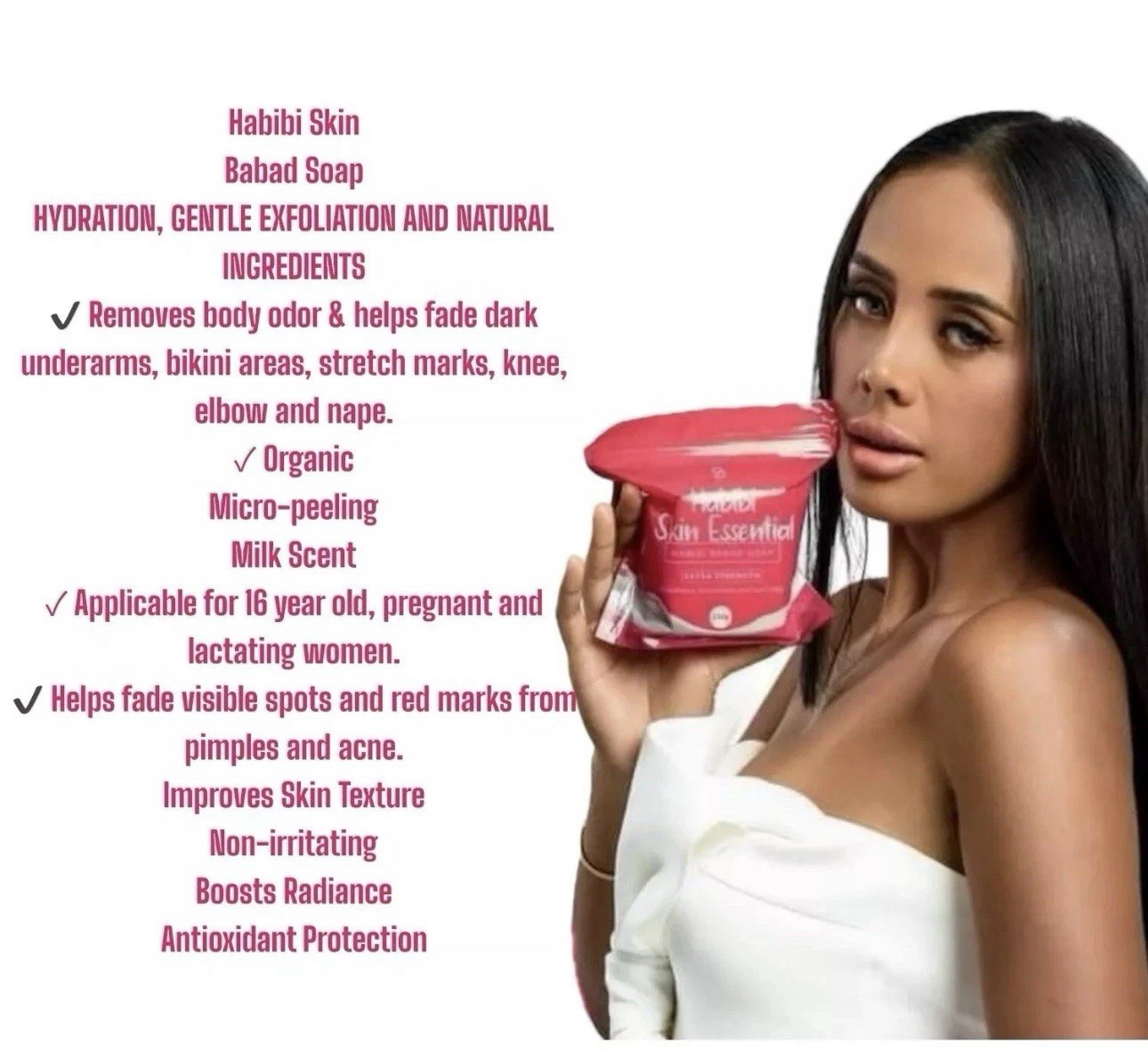Habibi Skin Essential BABAD SOAP + Instant Whitening Lotion SPF70 -BUNDLE