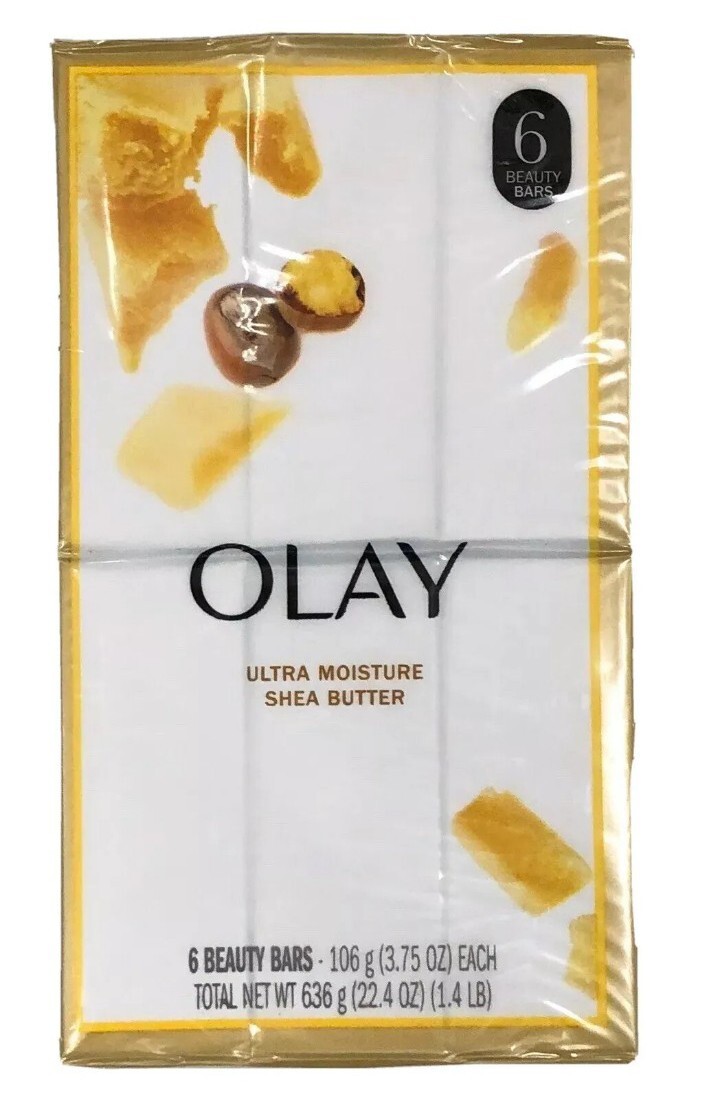 NEW! OLAY (6-BARS) 3.75 Oz. Bars ●SHEA BUTTER● Ultra 10X Moisture Beauty Bars.